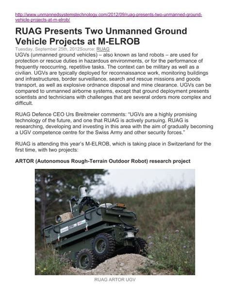 RUAG Presents Two Unmanned Ground Vehicle Velodyne Lidar