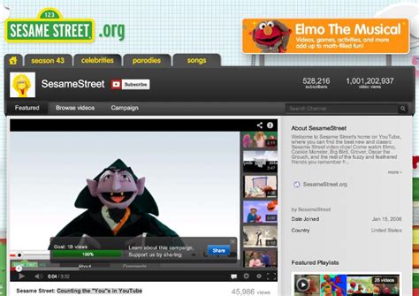 Sesame Street Youtube Account Hits One Billion Views