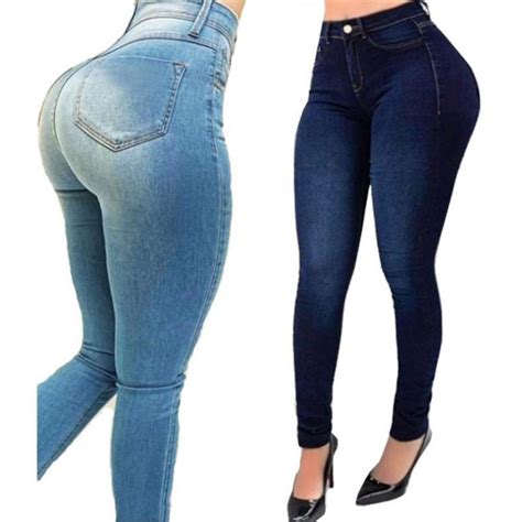 Sexy Women Y2k Jeans Skinny Lift Buleggings Bodycon Low Waist Denim Pants Push Up Hip Pencil