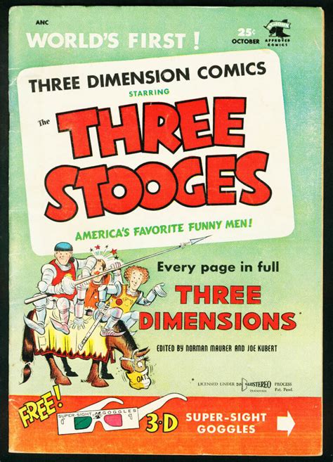 Three Stooges 2 3 D Comic Joe Kubert Rare 1953 Vg Comic Books