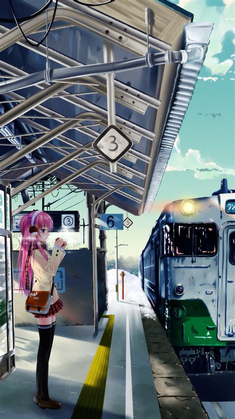 Anime Girl On Snow Train Stations Wallpaper For 1080x1920