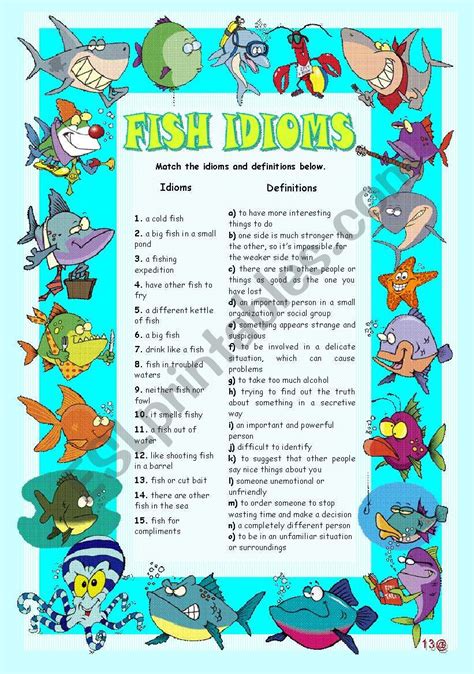 Fish Idioms Esl Worksheet By Teresaraiva