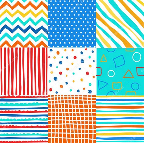 Cute Set Kids Seamless Patterns Fabric Textures — Stock Vector © lemony #189910254