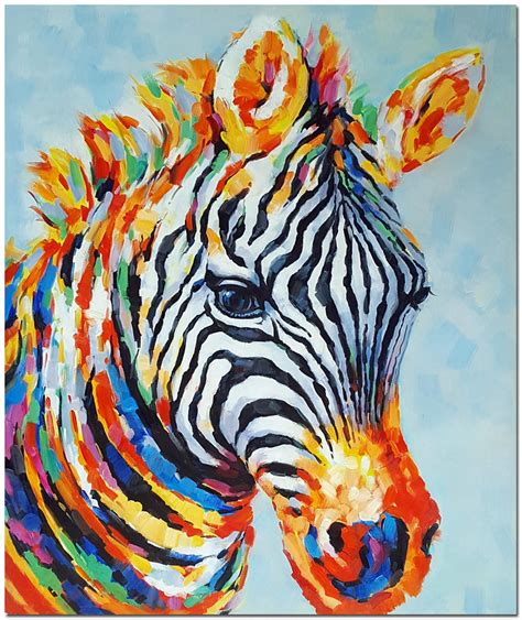 Hand Painted Modern Impressionist Zebra Painting On Canvas Etsy