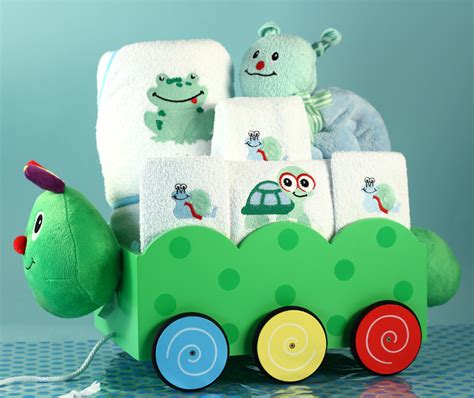 Create beautiful and practical baby shower and newborn gifts for boys that both the baby and parents will adore. Caterpillar Wagon Baby Boy Gift | Silly Phillie