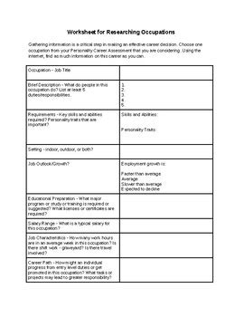 NZ Careers Research Worksheet Middle Secondary Teaching Resources Worksheets Library