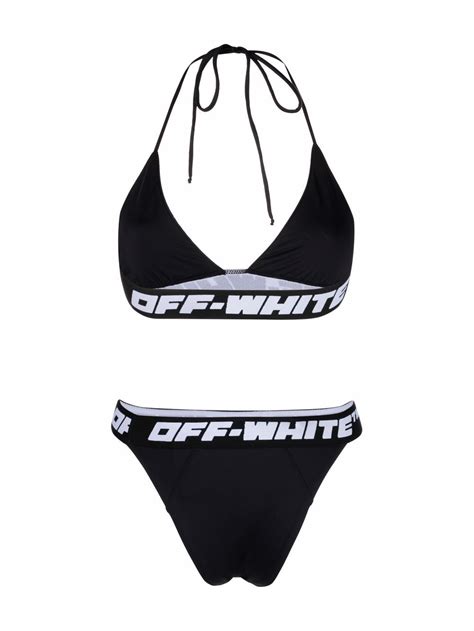 Off White Logo Band Bikini Set Farfetch