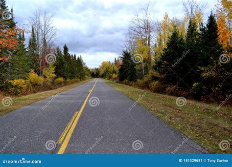Lost On An Autumn Highway In Upper Michigan Stock Image Image Of