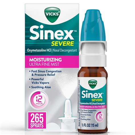 Vicks Sinex SEVERE Nasal Spray Moisturizing Ultra Fine Mist With Aloe