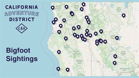 Bigfoot Sightings Map California Adventure District