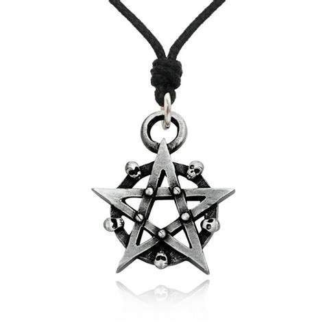 Vietsway Pentagram 5 Pointed Star Silver Pewter Charm Necklace