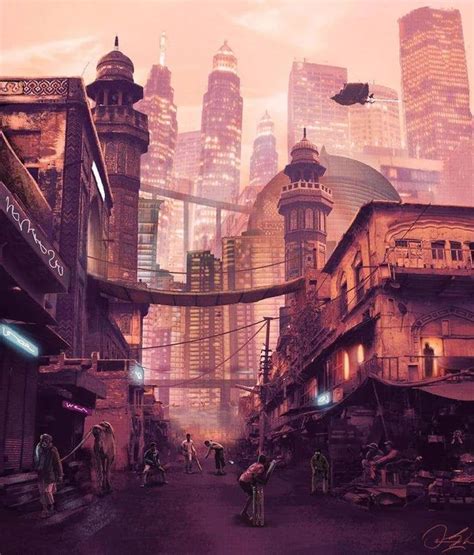 Futuristic Slum Pakistani Artist Cyberpunk City Concept Art