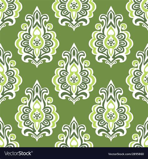 Green Vintage Seamless Retro Floral Wallpaper Vector Image
