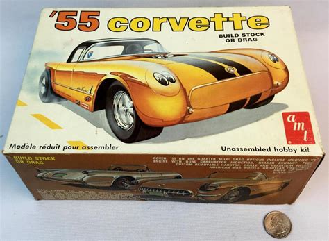 Lot Vintage Amt 55 Corvette Model Kit Stock Or Drag T287 Unbuilt