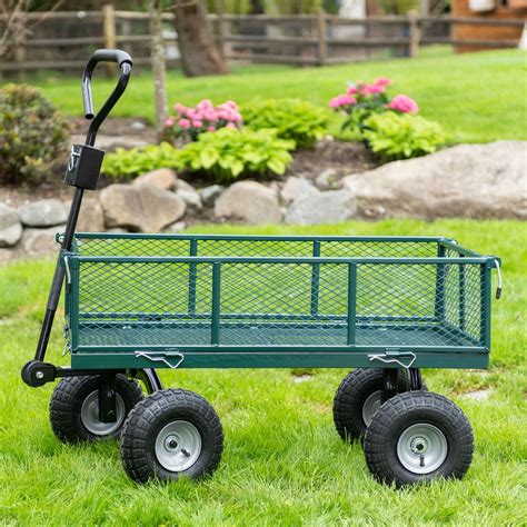 Buy Heavy Duty Steel Garden Carts Yard Dump Wagon Cart Lawn Utility