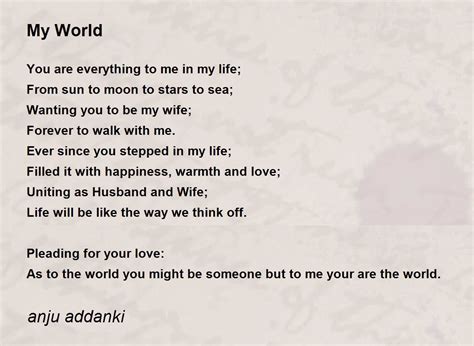 My World By Anju Addanki My World Poem