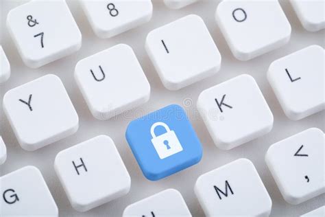 Computer Keyboard With Blue Lock Button Stock Photo Image Of Laptop
