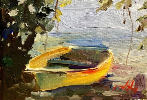Painting Of The Day Daily Paintings By Delilah Yellow Row Boat