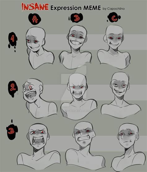 Insane Expression Meme By Bloodcatqueen On Deviantart Drawing Face