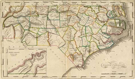 1814 Map Of North Carolina With Inset Map Western Pa In 2020 North