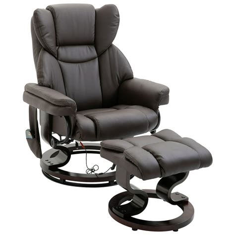 massage recliner chair with footrest 10 vibration levels faux leather