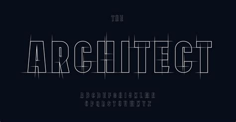 Architect Alphabet Blueprint Geometric Letters Construction Plan Font