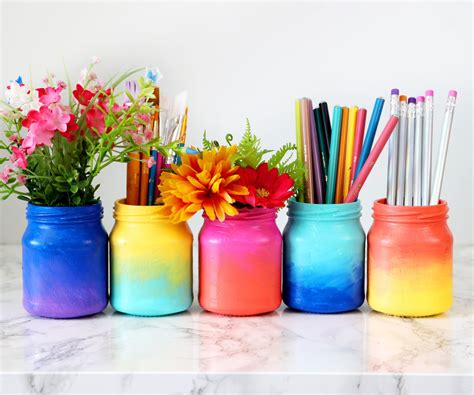 Vibrant Diy Gradient Glass Jars