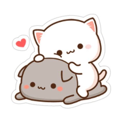 Peach And Goma Sticker By Elwiss In 2021 Cute Anime Cat Cat Stickers