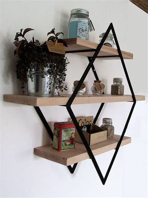 Créez une ambiance « factory » ou atelier avec cette étagère pas chère. Etagère murale style industriel losange fer et bois petit ...