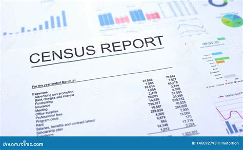 Census Report Lying On Table Graphs Charts And Diagrams Official