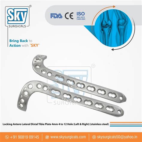 Stainless Steel 321 Orthopedic Locking Plates Thickness 4mm Size 12