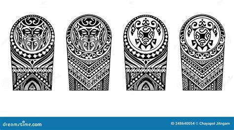 Polynesian Shoulder Tattoo Set Design Pattern Aboriginal Samoan Stock