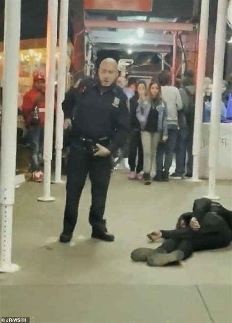 oh he knocked him out he s not moving nypd cop beats homeless man unconscious while