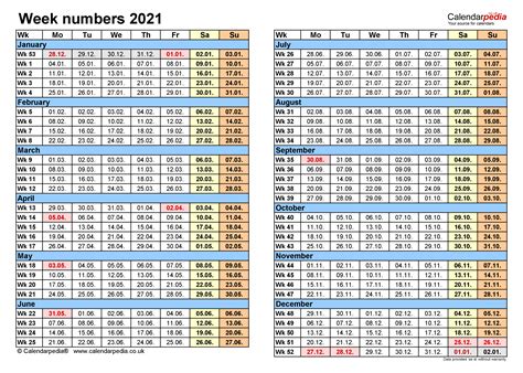 Calendar With Week Numbers 2021 Printable Calendar 2023