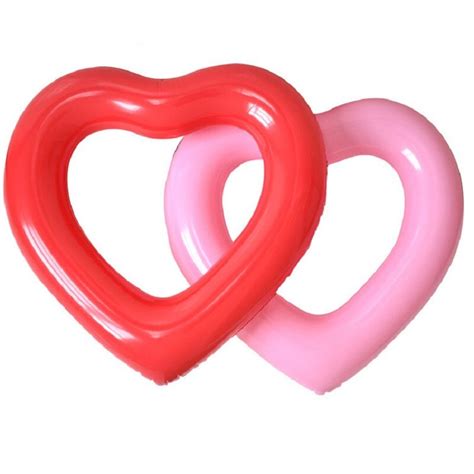 Heart Shaped Inflatable Lifebuoy Thickened Pvc Love Heart Swim Ring For Summer Pool Beach Party