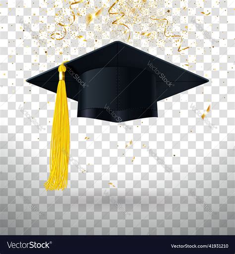 Graduation Cap With Yellow Tassel And Gold Vector Image