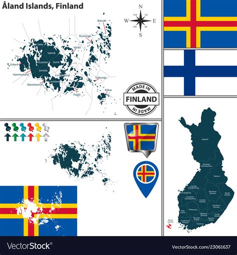 What to do and what to see in the åland islands and where to find it. Map of aland islands finland Royalty Free Vector Image