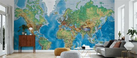 World Map With Roads Måltilpasset Fototapet Photowall