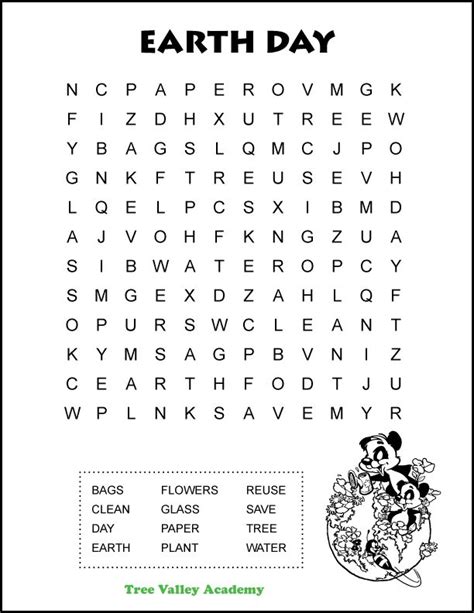 Easy Earth Day Word Search For Kids First Grade Words Word Find