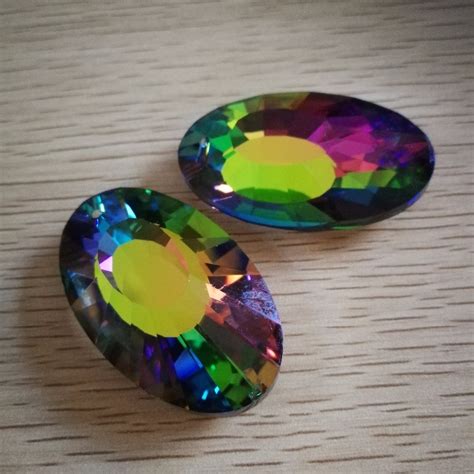 120pieces 50mm Rainbow Oval Faceted Crystal Prism Oblong Faceted Tunnel