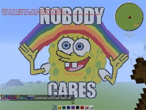Spongebob Nobody Cares Meme Minecraft Pixelart By Windcaller Fur