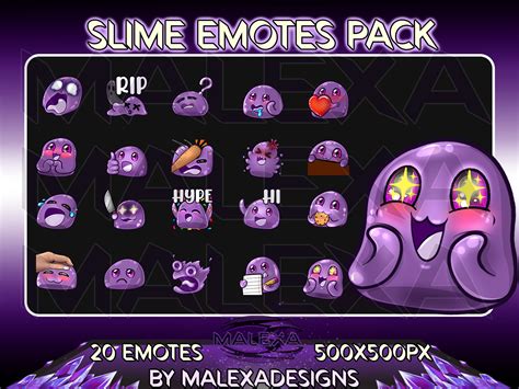 Purple Slime Emotes Pack Purple Color Slime Emotes Cute Etsy