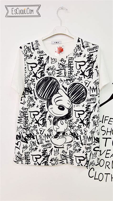 Camiseta Mickey Mouse Trazo Graffiti ⋆ Escuqui Camisetas Baratas