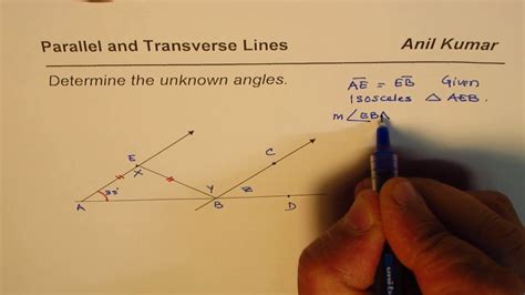 Solve Angles In Parallel Lines Forming Isosceles Triangle Youtube