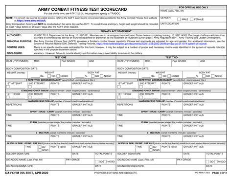 New Army Acft Scorecard 2023 Da Form 705