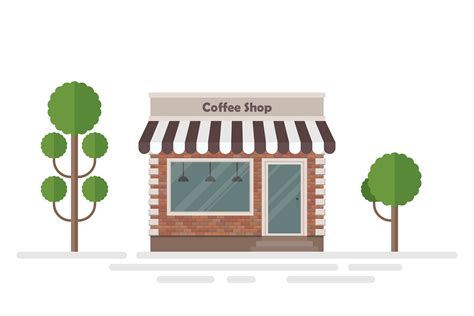 Coffee Shop Building And Trees 1266902 Vector Art At Vecteezy