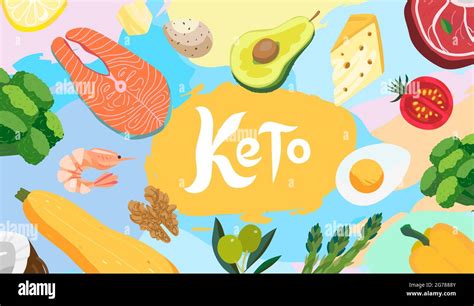Ketogenic Diet Food Banner Illustration Healthy Keto Food Egg