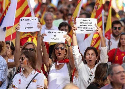 thousands protest in barcelona against catalan independence