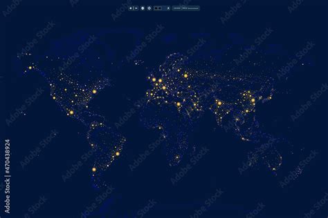 Earth Night Map With Lights Stock Vector Adobe Stock
