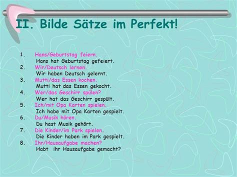 Bilde Sätze Im Perfekt Deutsch Viel Spass